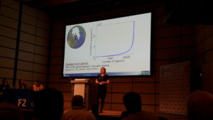Anouk during her talk in one of the big lecture halls at the EGU General Assembly 2018.