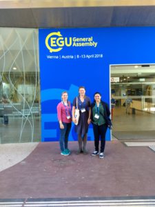 Lina, Anouk and Bea at the EGU General Assembly in Vienna, April 2018.