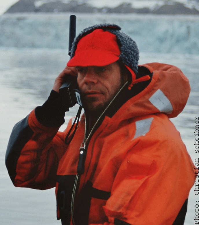 talking on the satellite phone